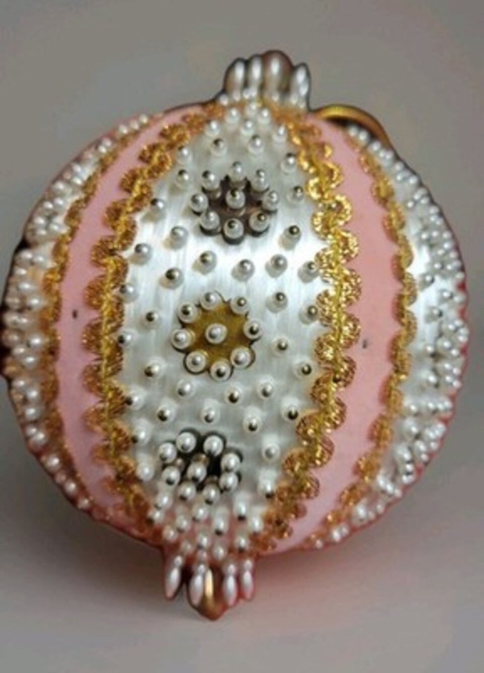 Vintage Large Ornate Push Pin Beaded Satin Christmas Ornaments Stars Jewels